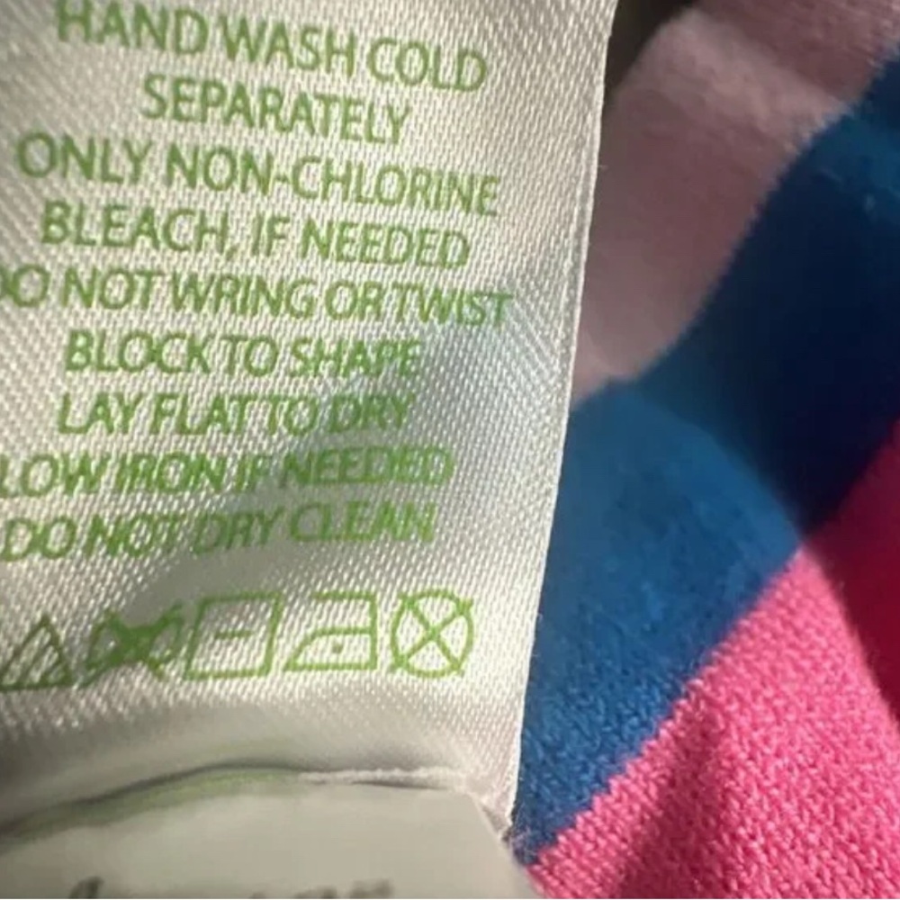Lilly Pulitzer Striped Pink & Blue Crewneck Sweater with Shoulder Buttons XL - Picture 5 of 7